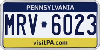PA license plate MRV6023