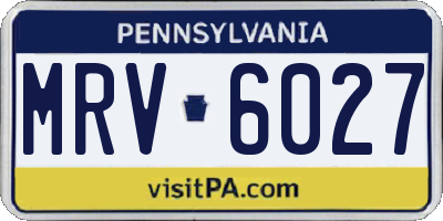 PA license plate MRV6027
