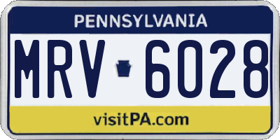 PA license plate MRV6028