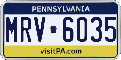 PA license plate MRV6035