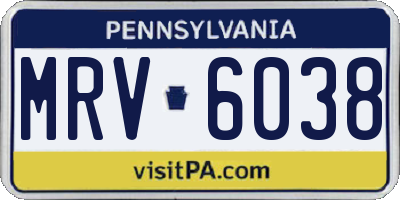PA license plate MRV6038