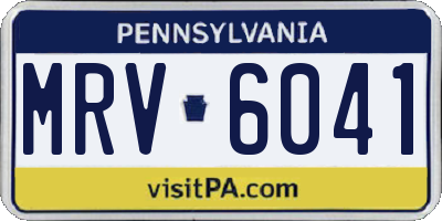 PA license plate MRV6041