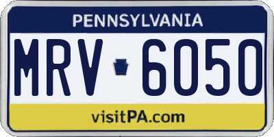 PA license plate MRV6050