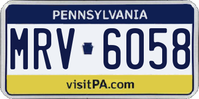 PA license plate MRV6058