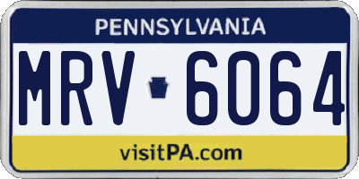 PA license plate MRV6064