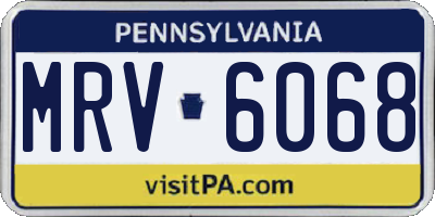 PA license plate MRV6068