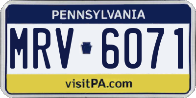 PA license plate MRV6071