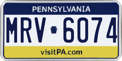 PA license plate MRV6074
