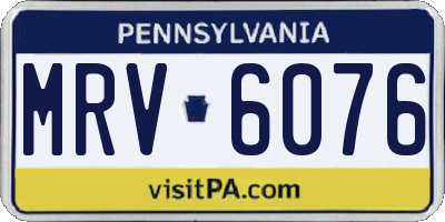 PA license plate MRV6076