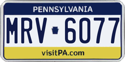 PA license plate MRV6077