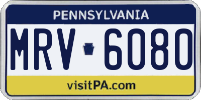 PA license plate MRV6080