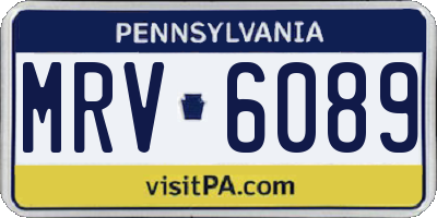 PA license plate MRV6089