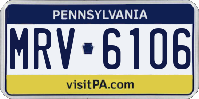 PA license plate MRV6106
