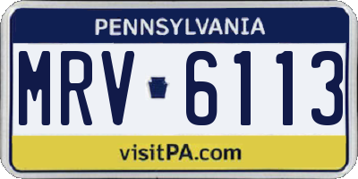 PA license plate MRV6113