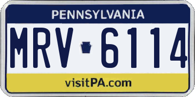 PA license plate MRV6114