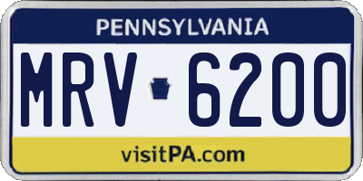 PA license plate MRV6200