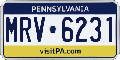PA license plate MRV6231