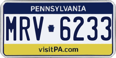 PA license plate MRV6233