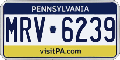 PA license plate MRV6239