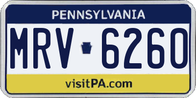 PA license plate MRV6260