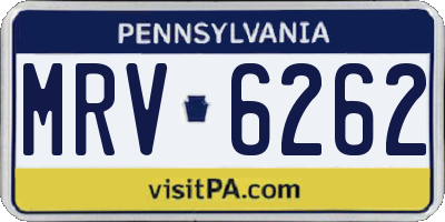 PA license plate MRV6262
