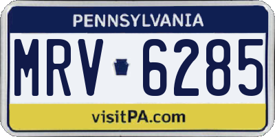 PA license plate MRV6285