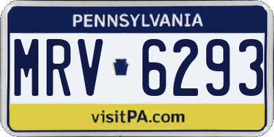 PA license plate MRV6293