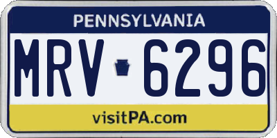 PA license plate MRV6296
