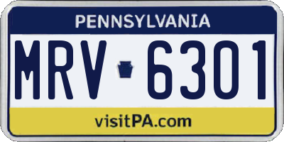 PA license plate MRV6301
