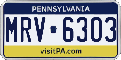 PA license plate MRV6303