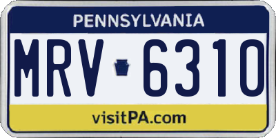 PA license plate MRV6310