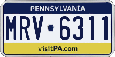 PA license plate MRV6311