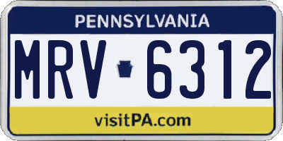 PA license plate MRV6312