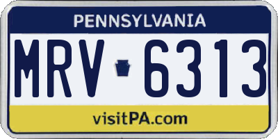 PA license plate MRV6313