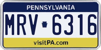 PA license plate MRV6316