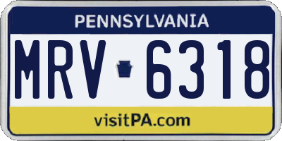 PA license plate MRV6318