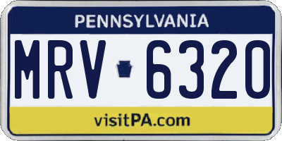 PA license plate MRV6320