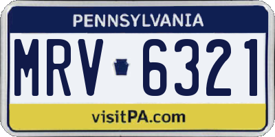 PA license plate MRV6321