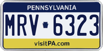 PA license plate MRV6323