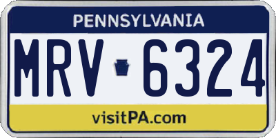 PA license plate MRV6324