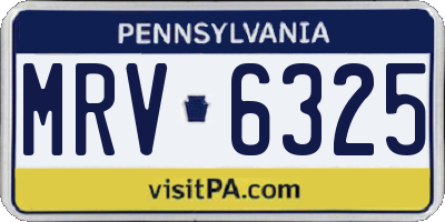 PA license plate MRV6325
