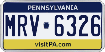 PA license plate MRV6326