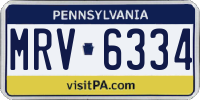 PA license plate MRV6334
