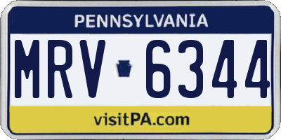 PA license plate MRV6344