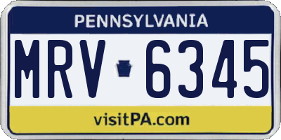 PA license plate MRV6345