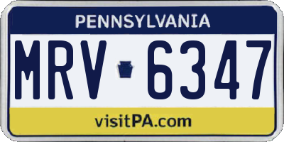 PA license plate MRV6347