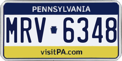 PA license plate MRV6348