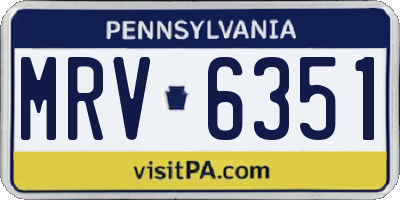 PA license plate MRV6351