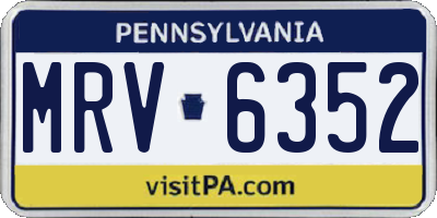 PA license plate MRV6352