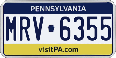 PA license plate MRV6355